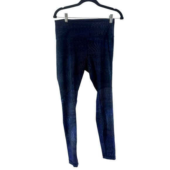 Lululemon Size 10 Leggings Workout Athletic Pants Blue Print Tights Running - Picture 1 of 3